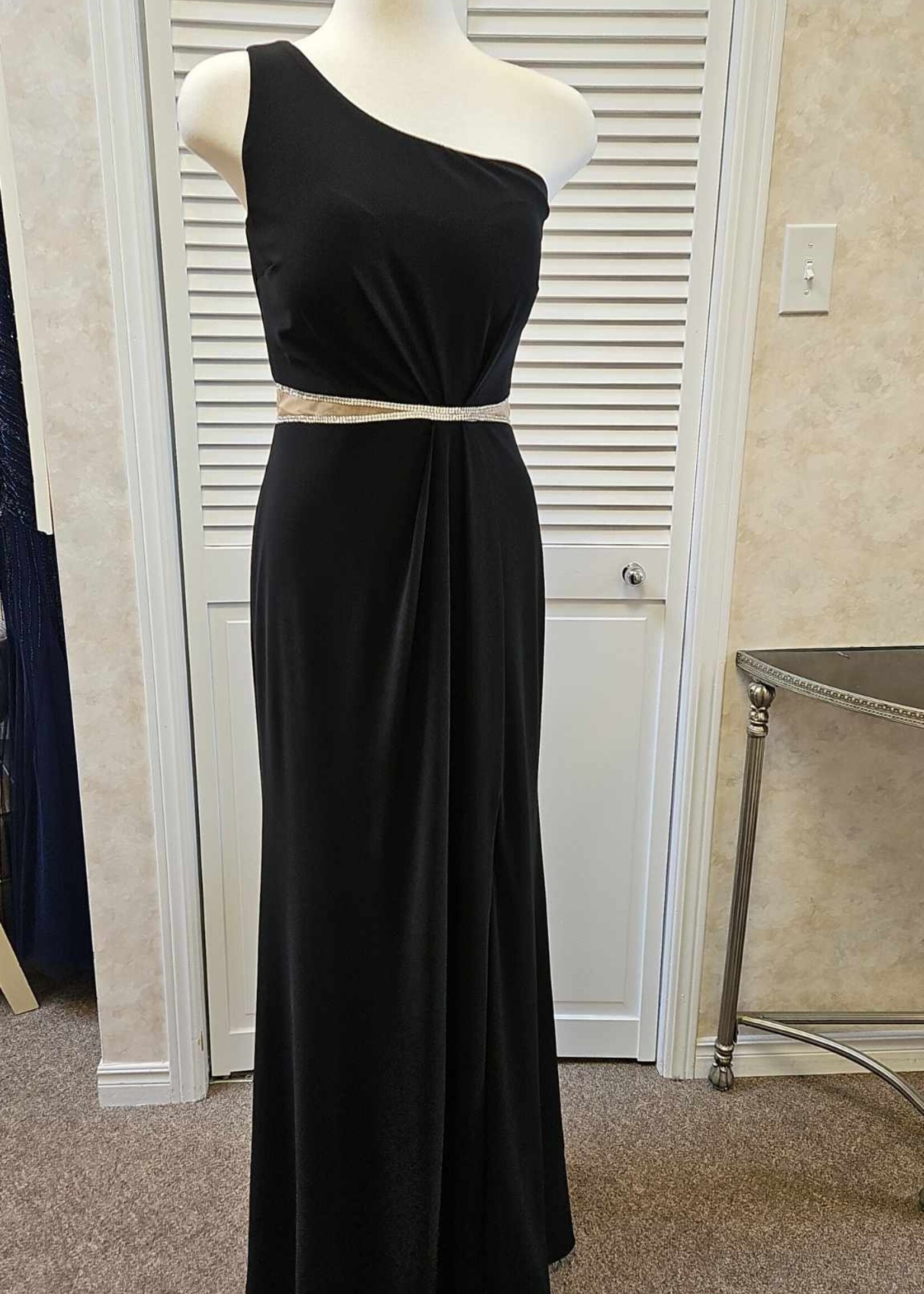 Frank Lyman One shoulder gown dress w/ cut-out embellish
