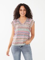 French Dressing Jeans Faux crochet flutter sleeve top
