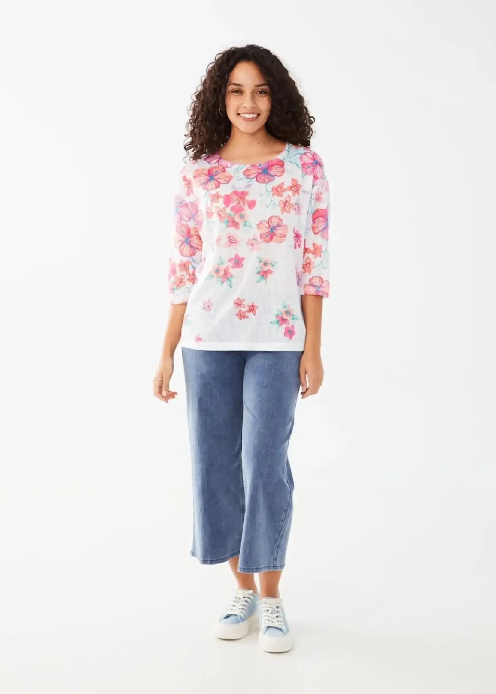 French Dressing Jeans Tropical print drop shoulder tee