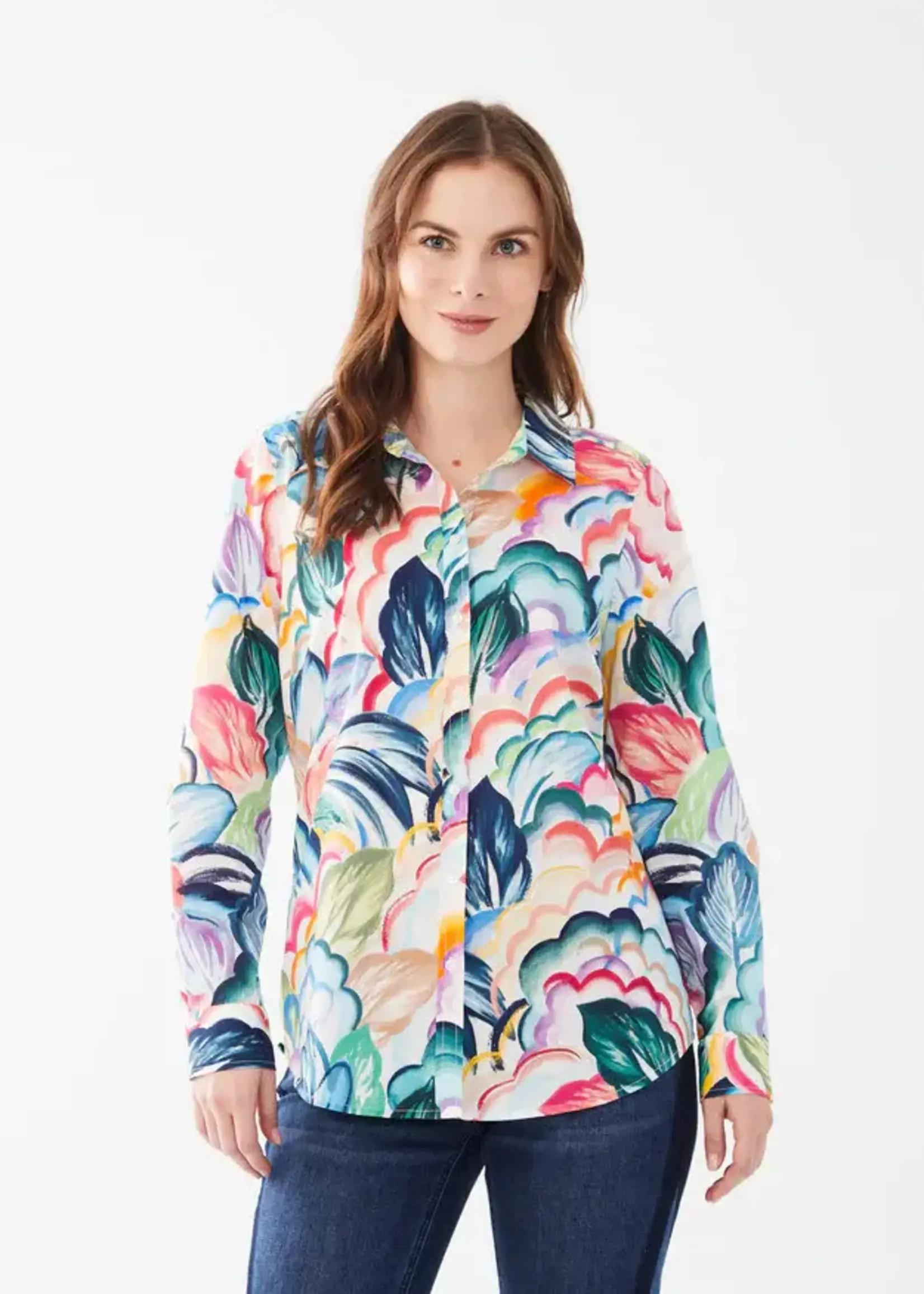FDJ Tropical layer print blouse