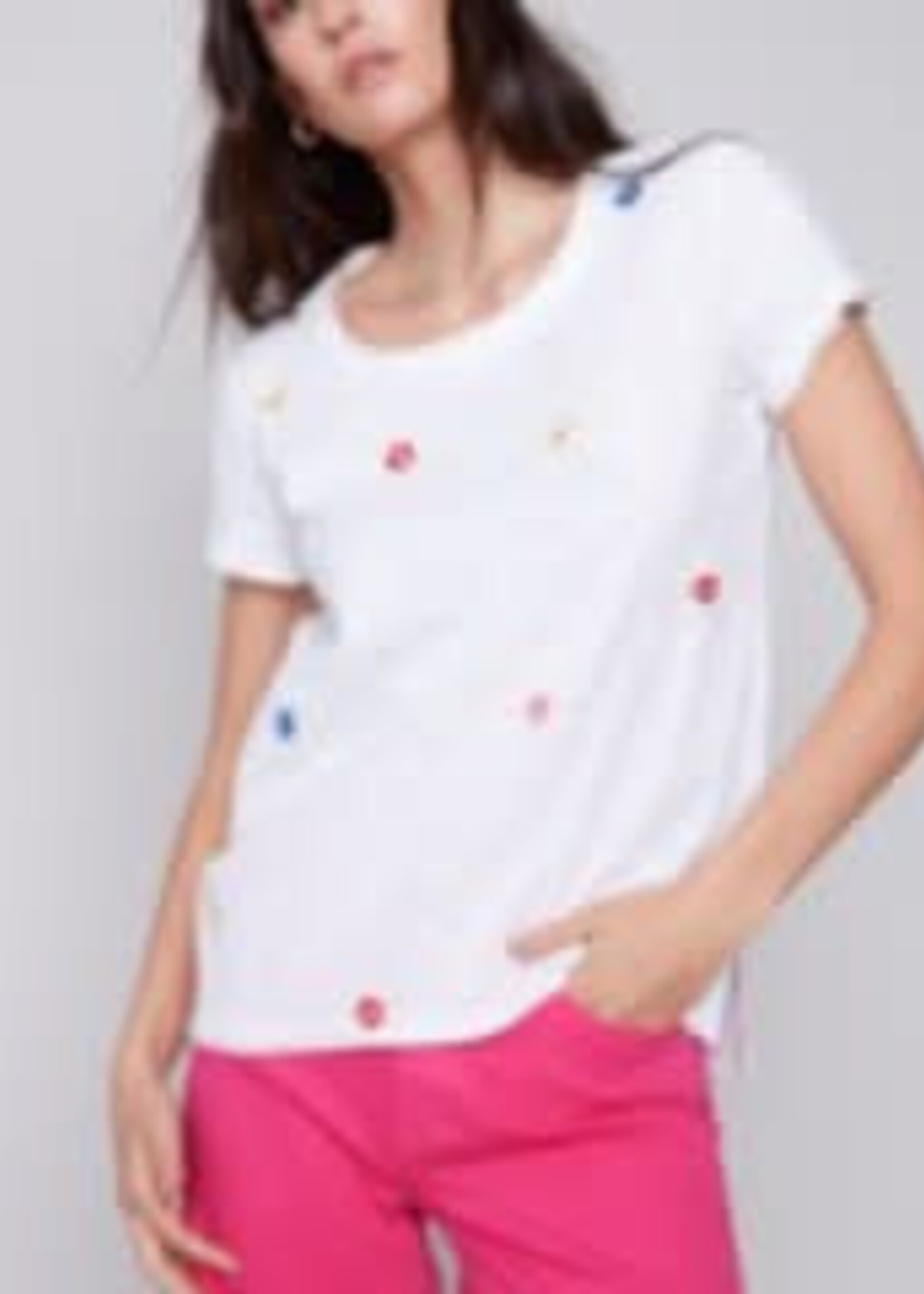 French Dressing Jeans Embroidered flower t-shirt