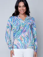 Carre Noir Abstract v-neck blouse