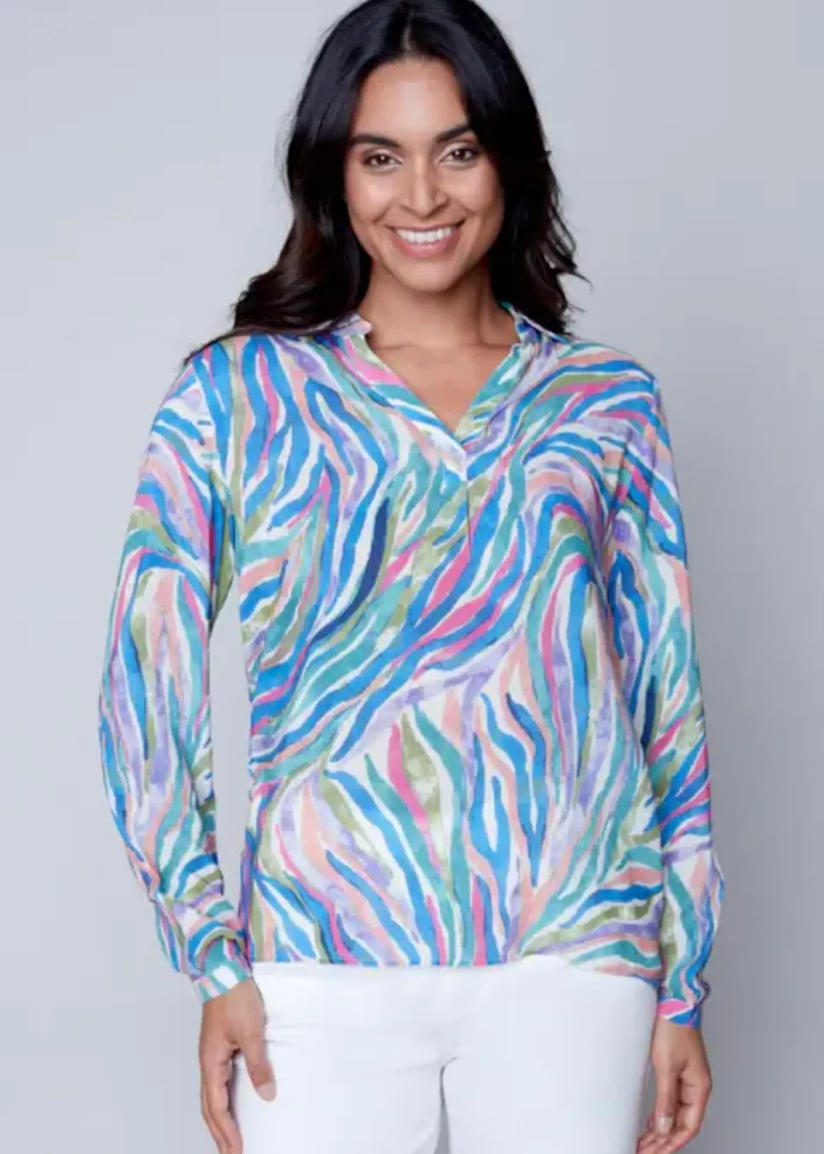 Carre Noir Abstract v-neck blouse