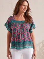 Tribal Printed blouse w/ pico stitching