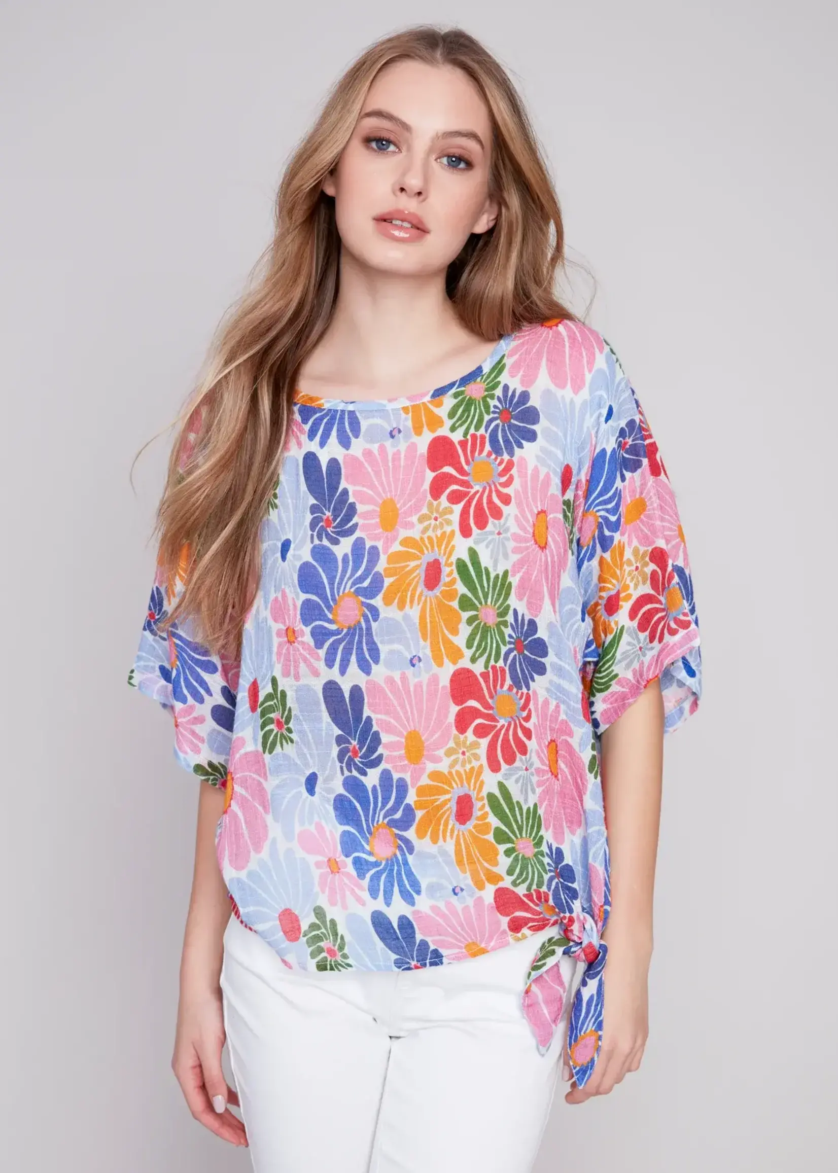 Charlie B Side tie floral top