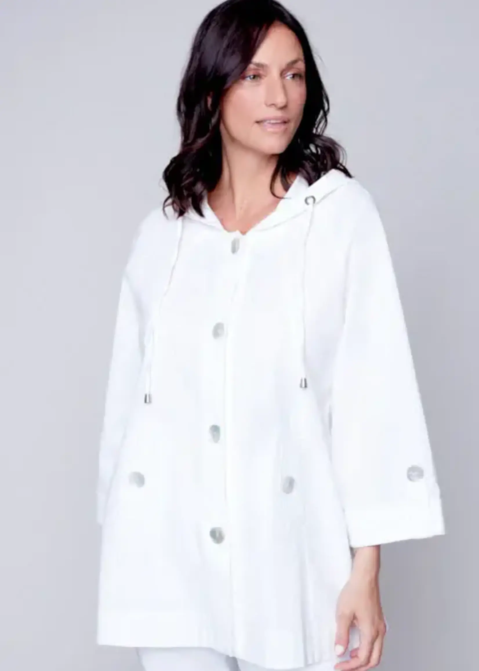 Carre Noir Button down hooded linen jkt