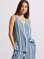 Tribal Linen blend stripe button down cami