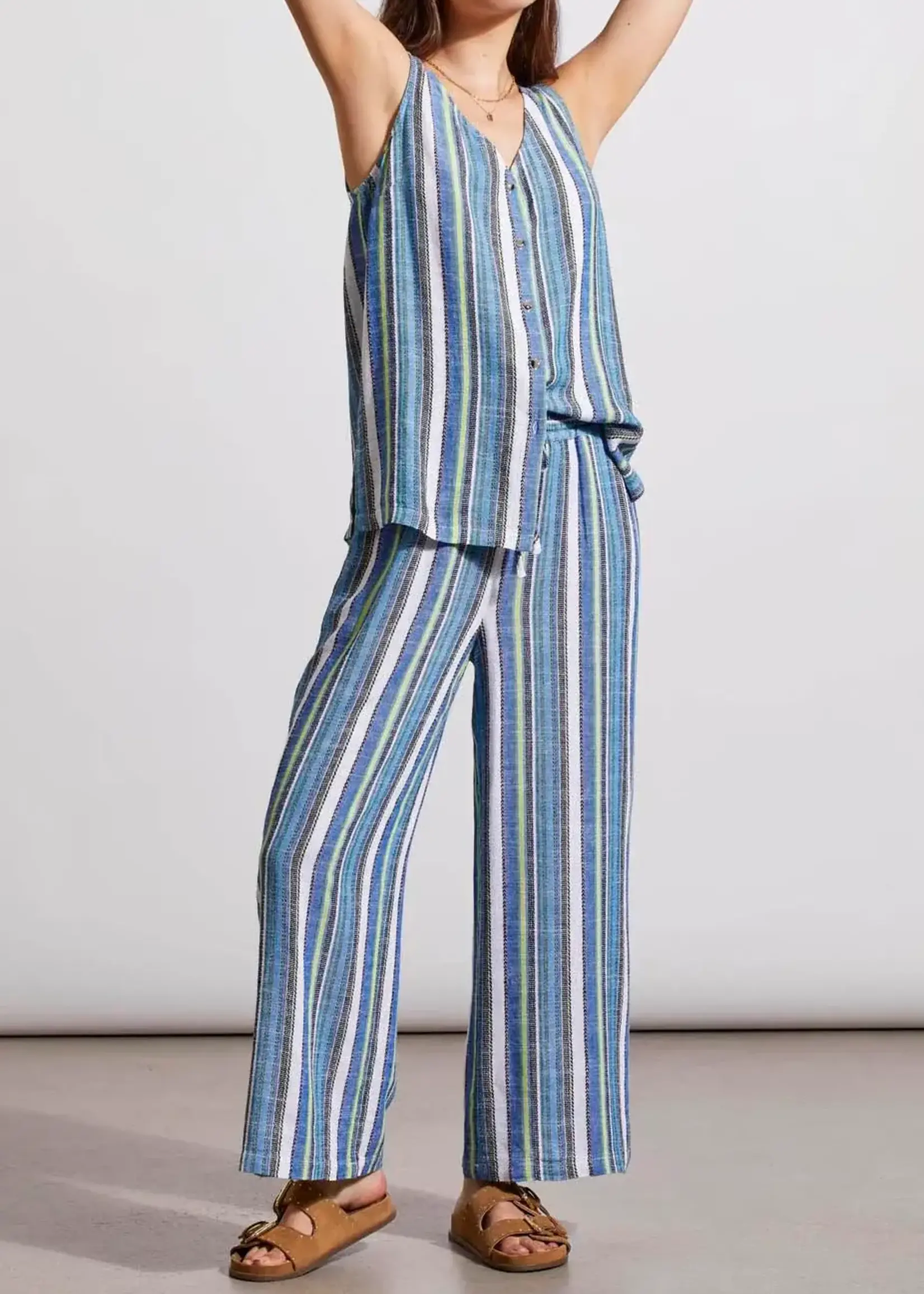 Tribal Linen blend flowy stripe pant