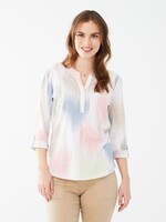 French Dressing Jeans Henley knit tab sleeve top