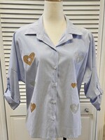 Eternelle Stripe blouse w/ printed heart details