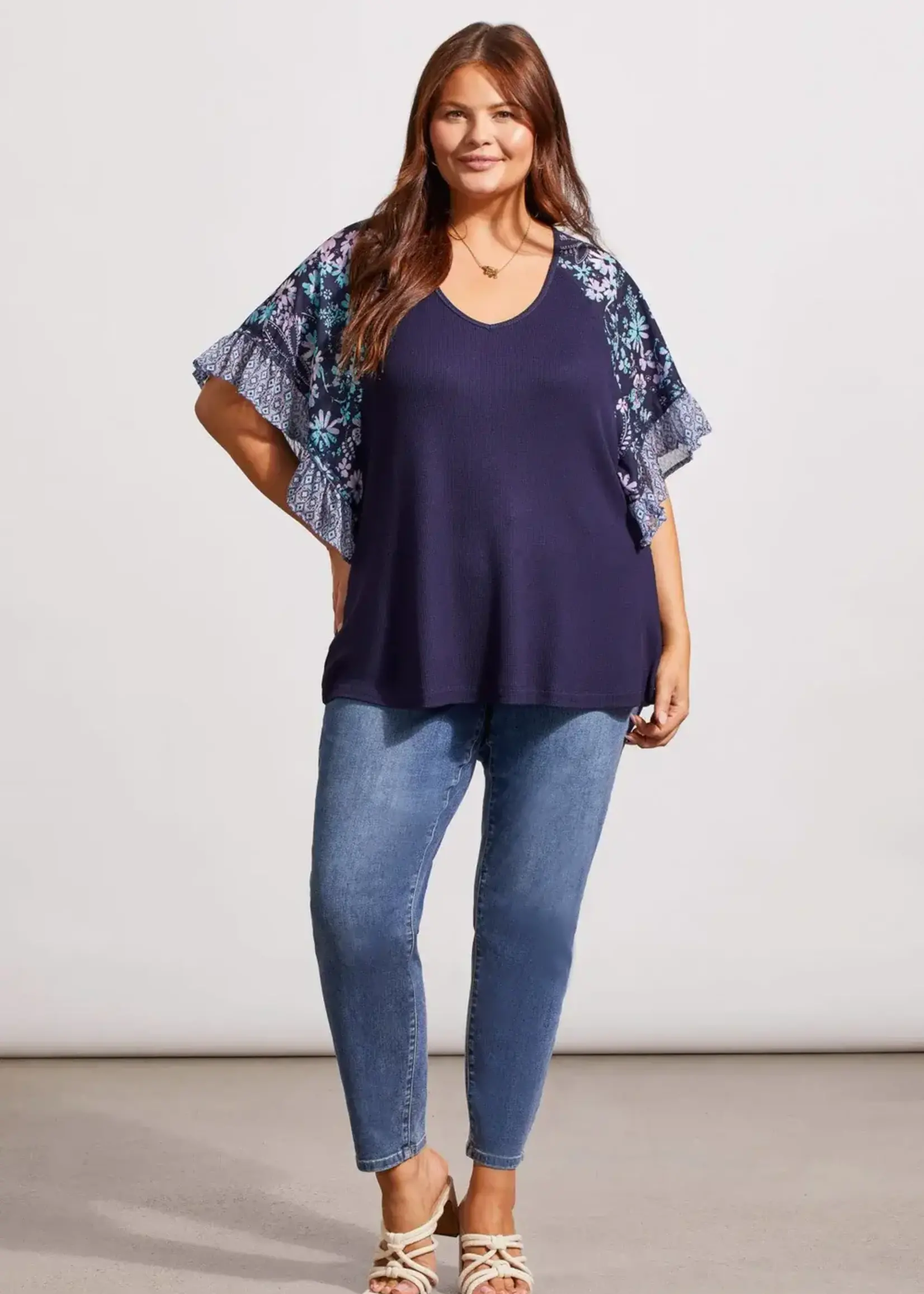 Tribal Frilled raglan sleeve top