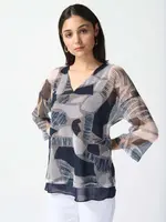 Joseph Ribkoff Mesh abstract layered top