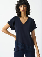 Joseph Ribkoff Lace hem V-neck top