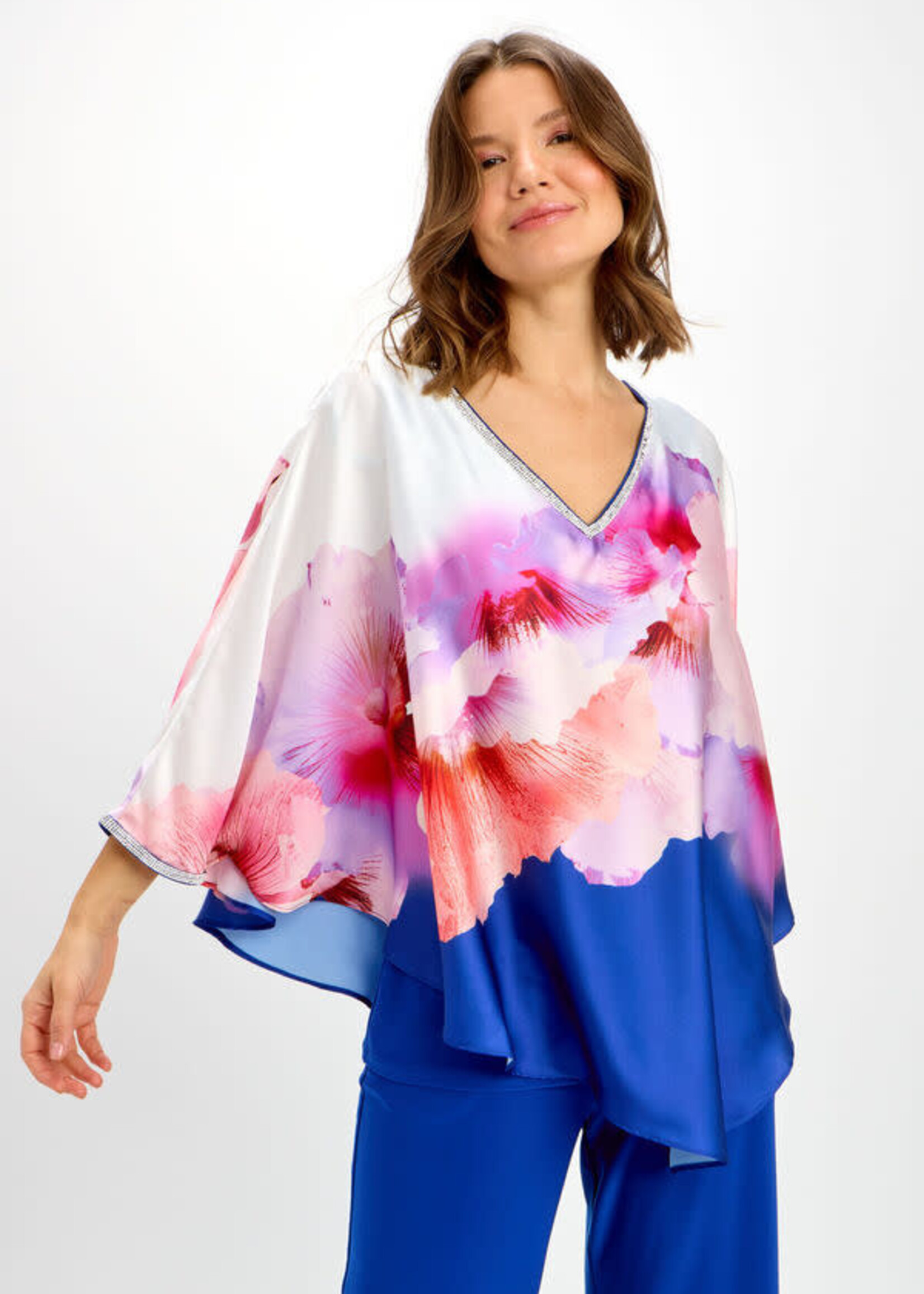 Frank Lyman Floral embellished dolman blouse