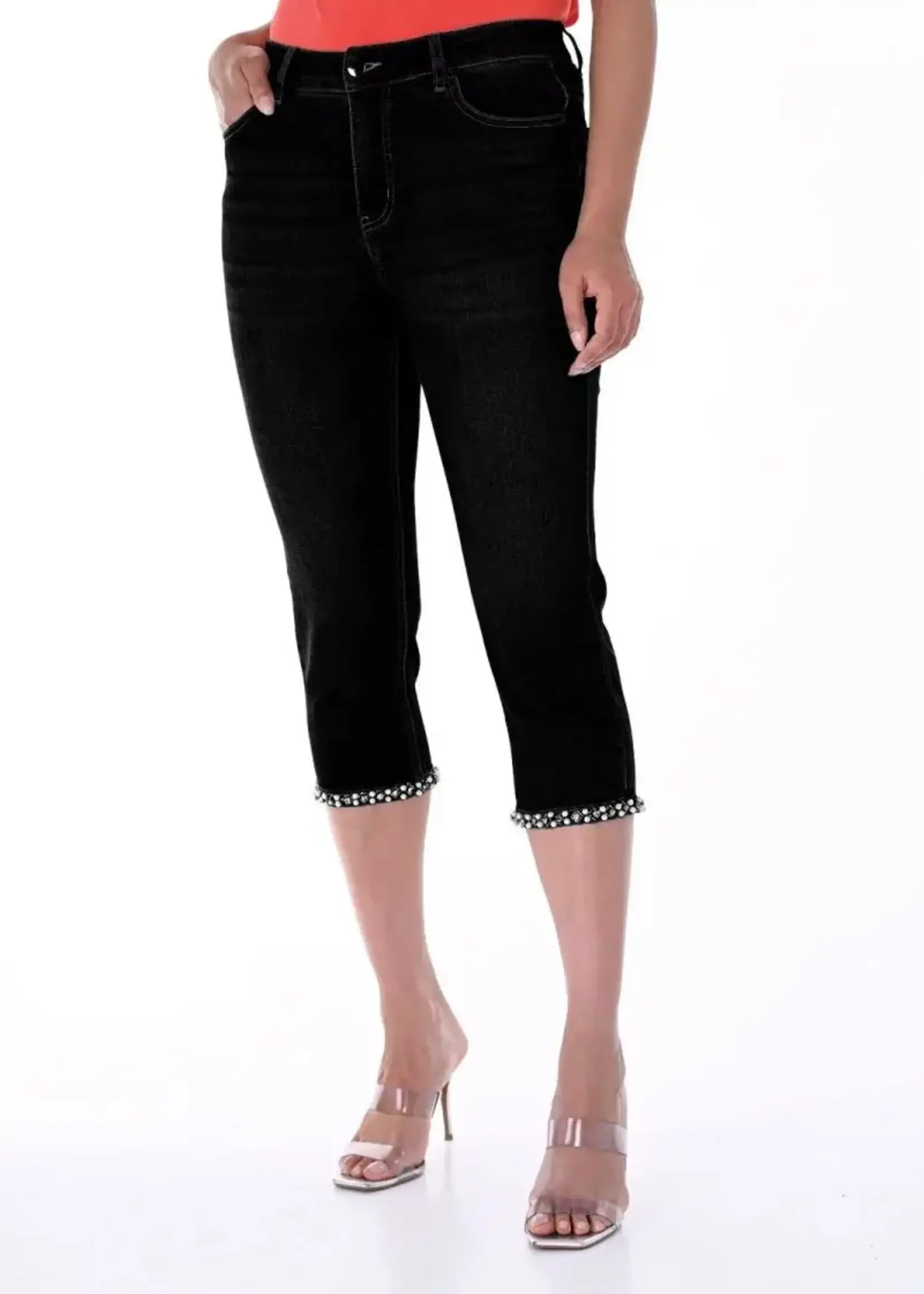 Frank Lyman Embellished trim bow-back capri