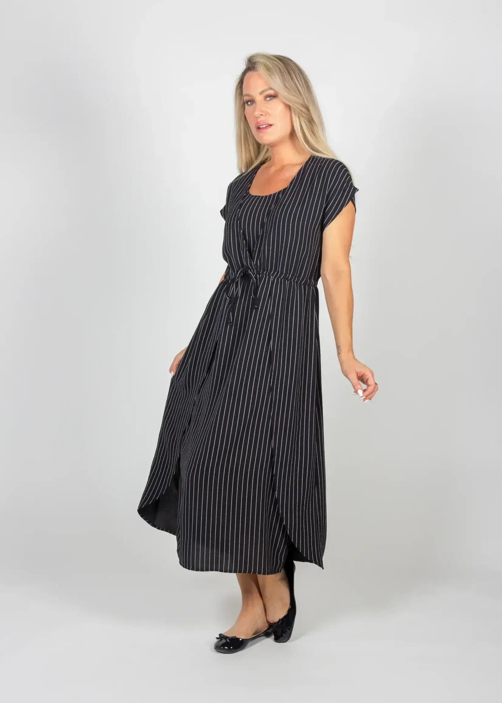 Pure Essence Cap sleeve stripe dress
