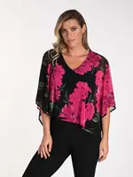 Frank Lyman Floral chiffon cape top