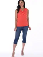 Frank Lyman Denim capri w/ bow back embellished trim