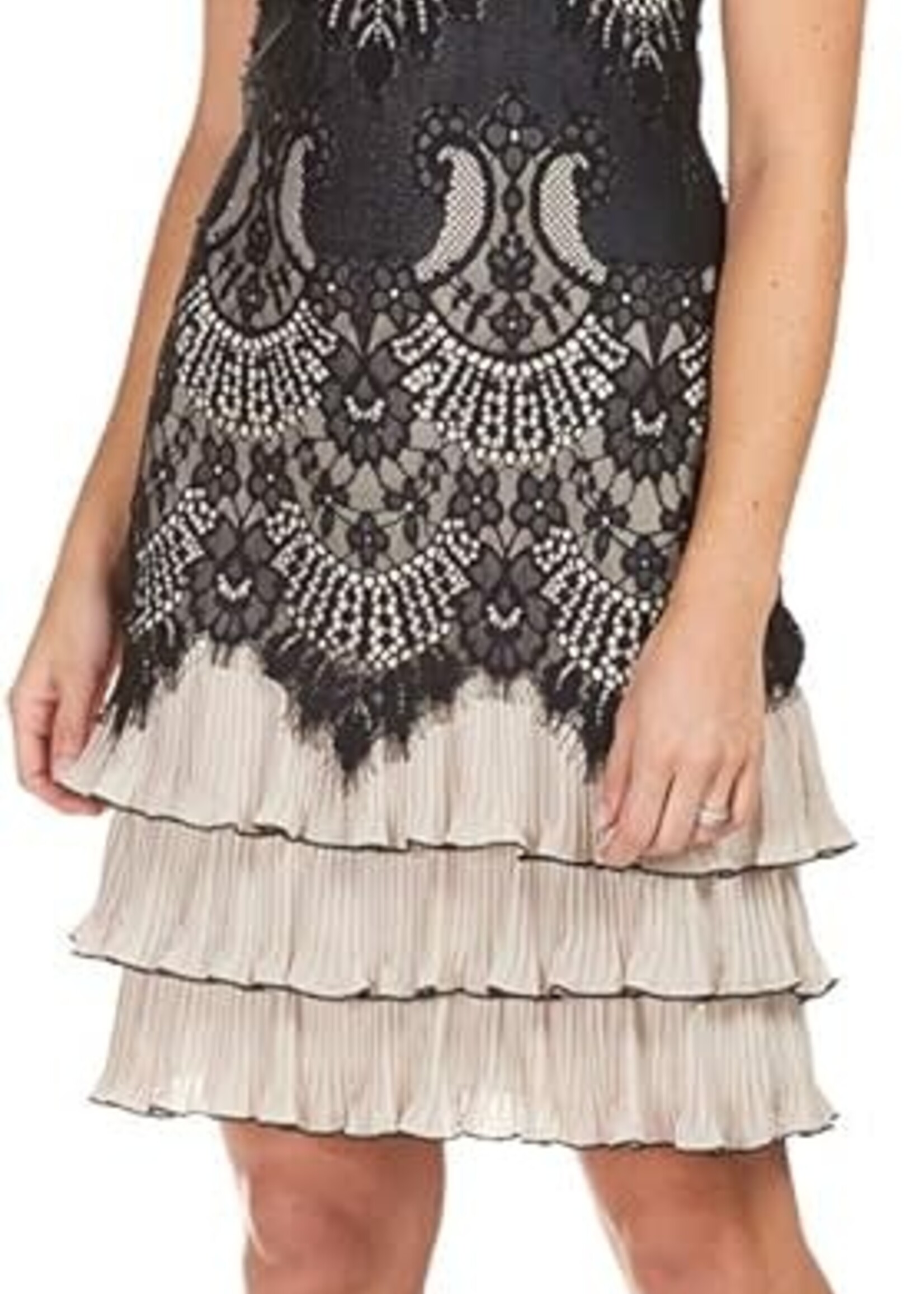 Frank Lyman Lace bodice tiered dress