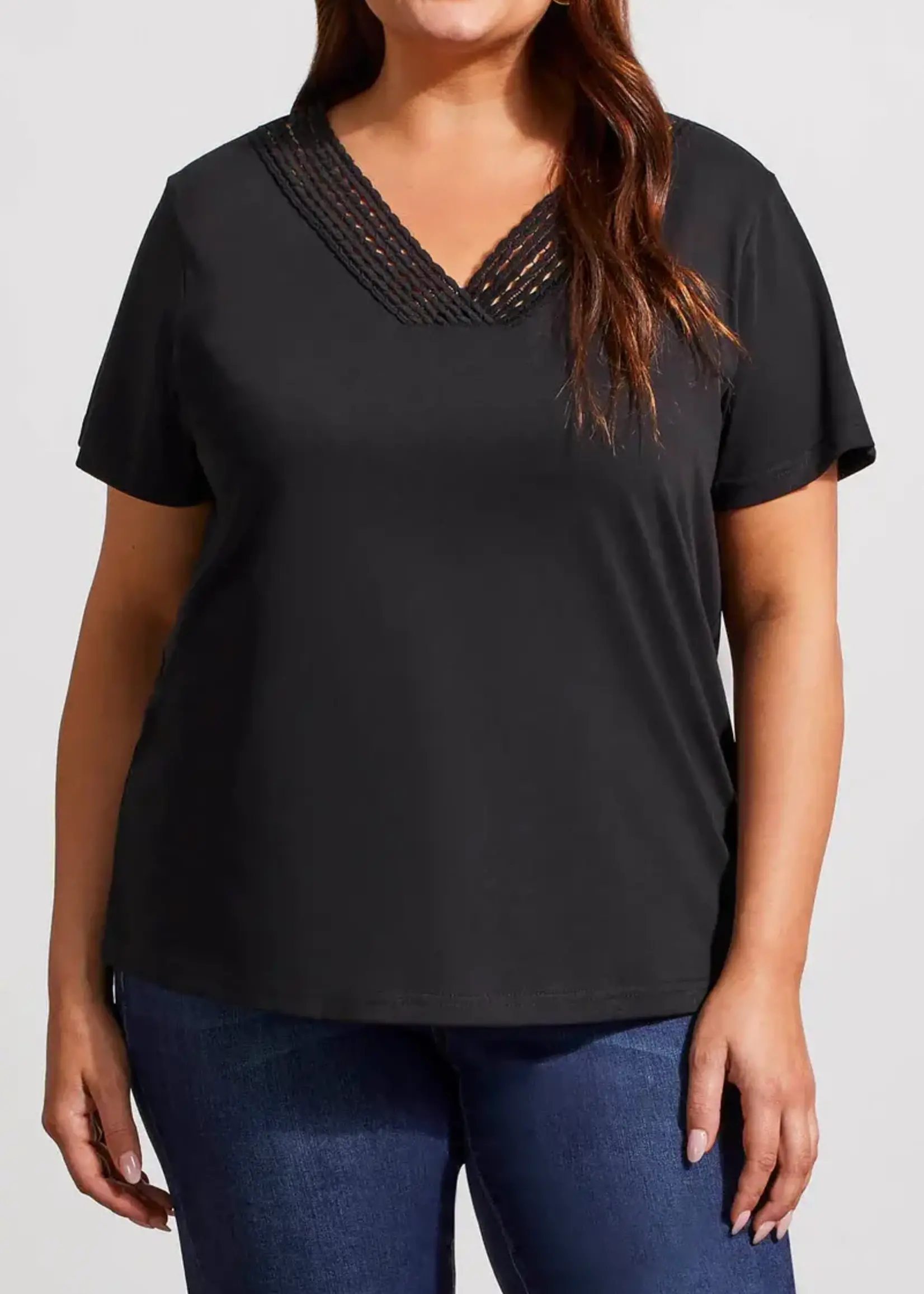 Tribal Fancy crochet v-neck t-shirt