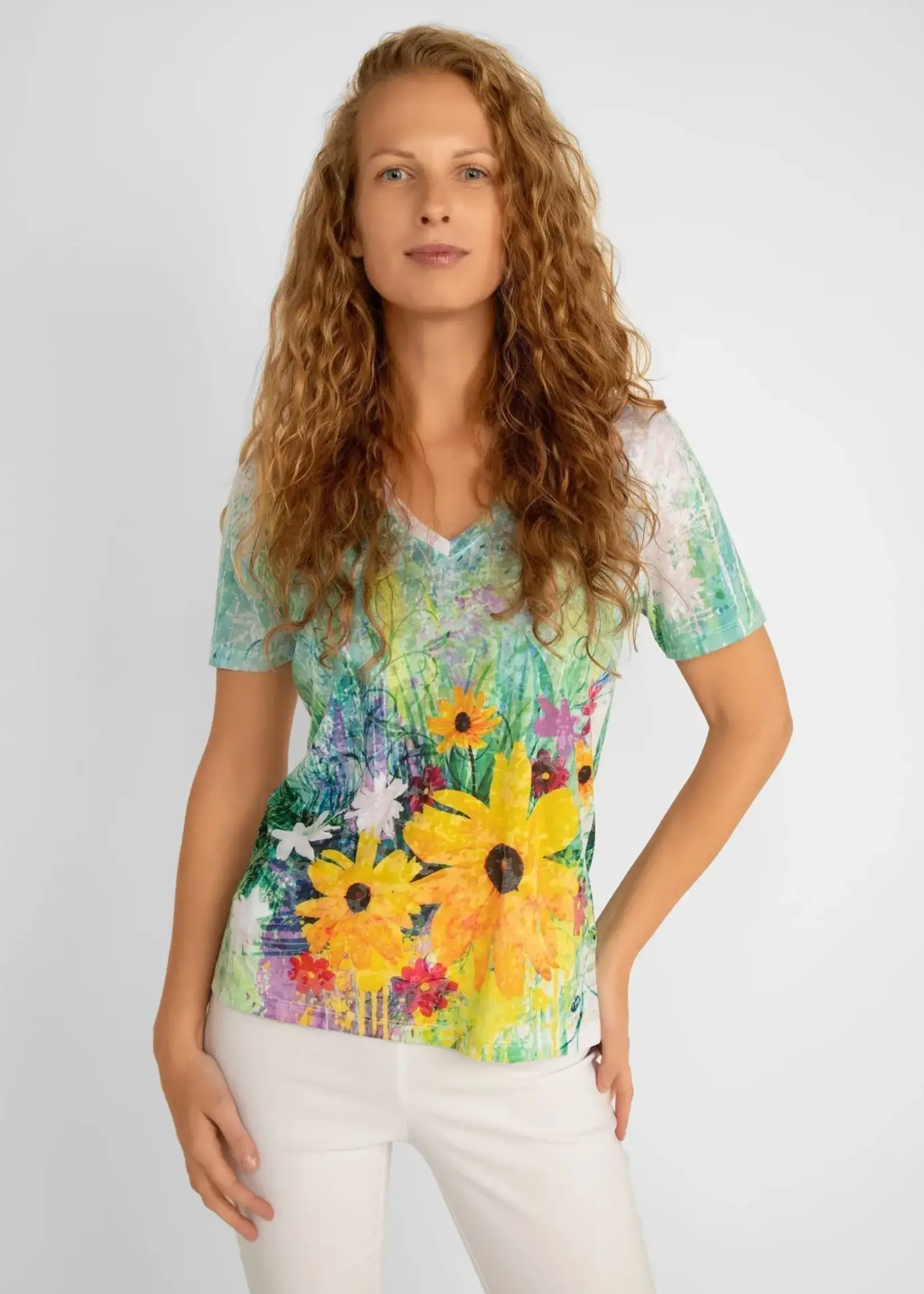 Alison Sheri Floral burnout t-shirt