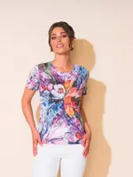 Alison Sheri Round neck floral t-shirt