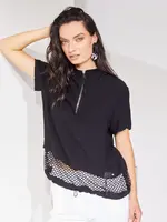 NAYA Hooded mesh panel hem top