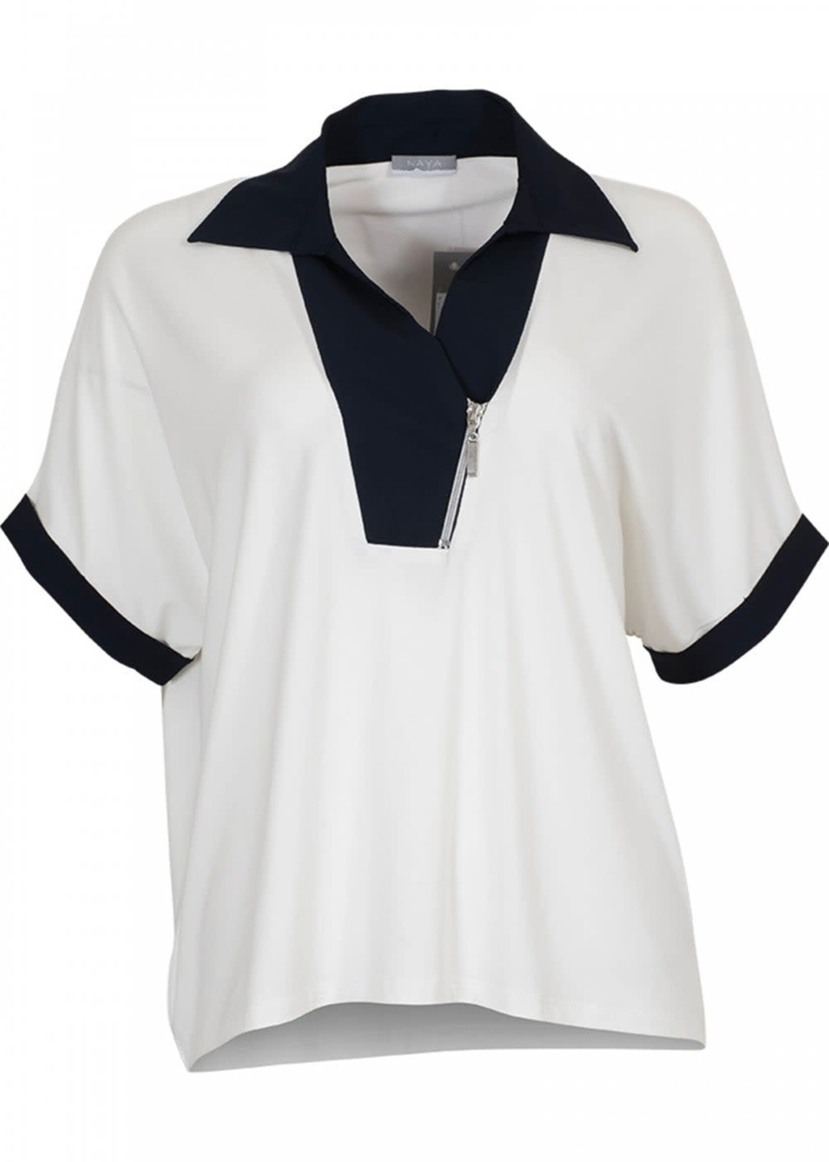 NAYA Collard jersey zip t-shirt