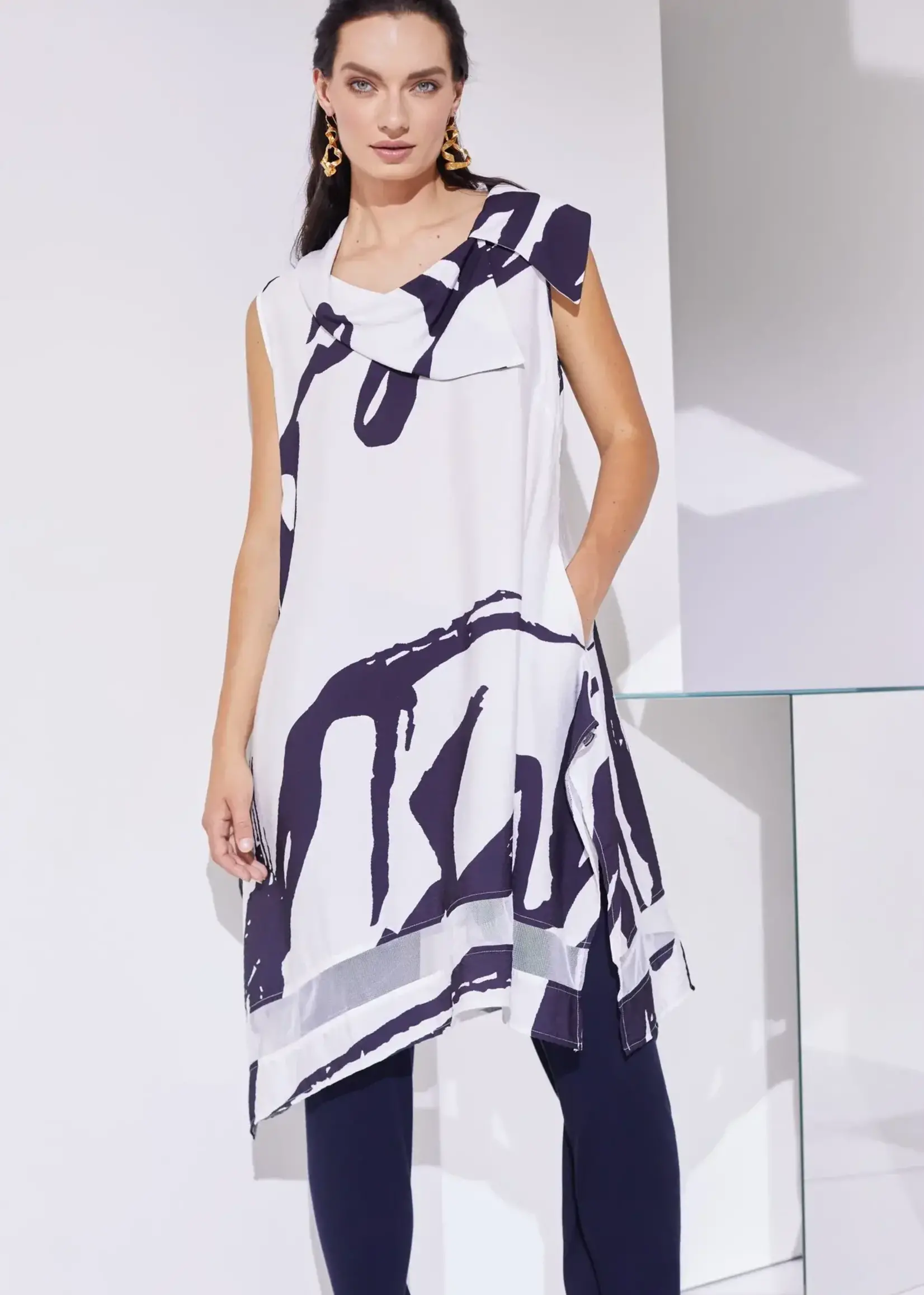 NAYA Cutaway collard dress w/ pockets