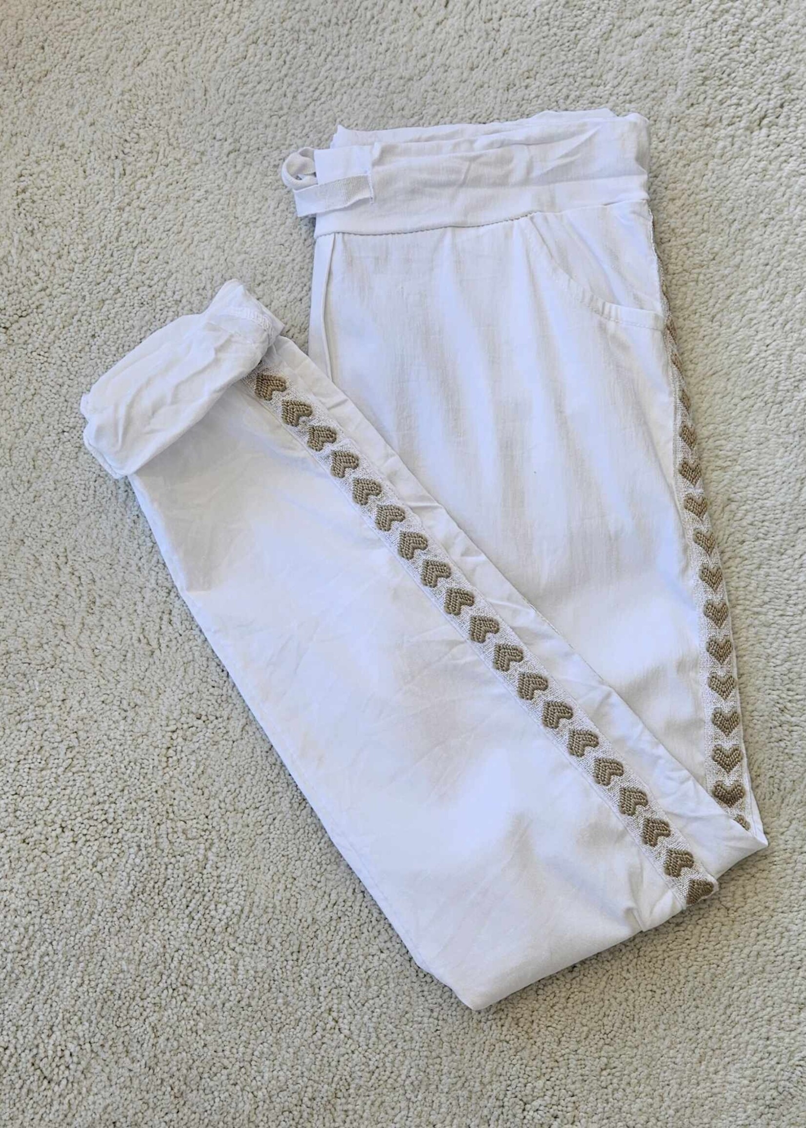 Angela Mara Jogger w/ embroidered heart trim