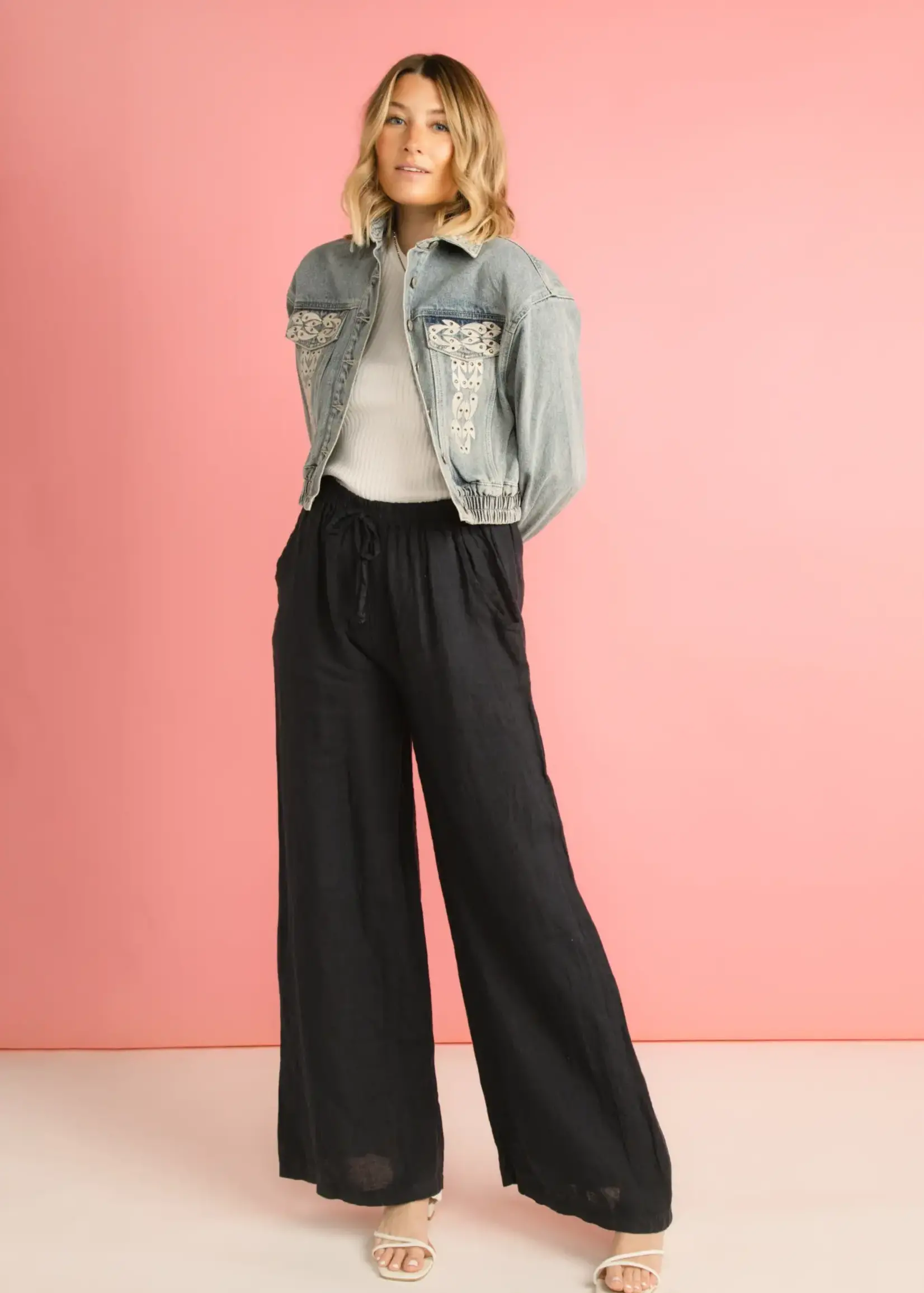 Carre Noir Wide leg linen pant
