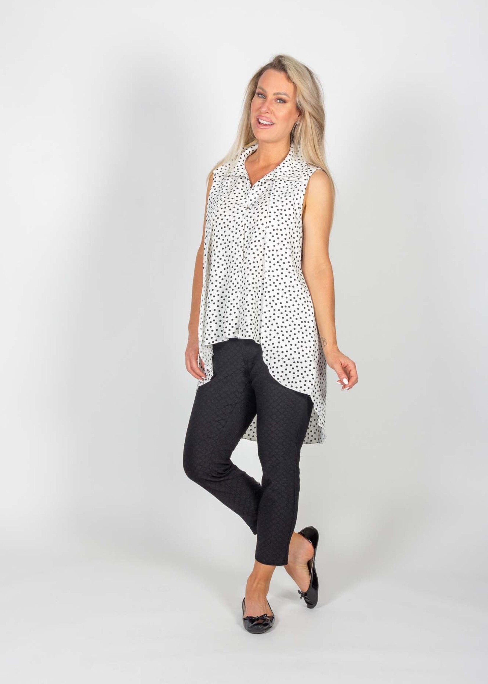 Pure Essence High-low polka dot sleeveless top