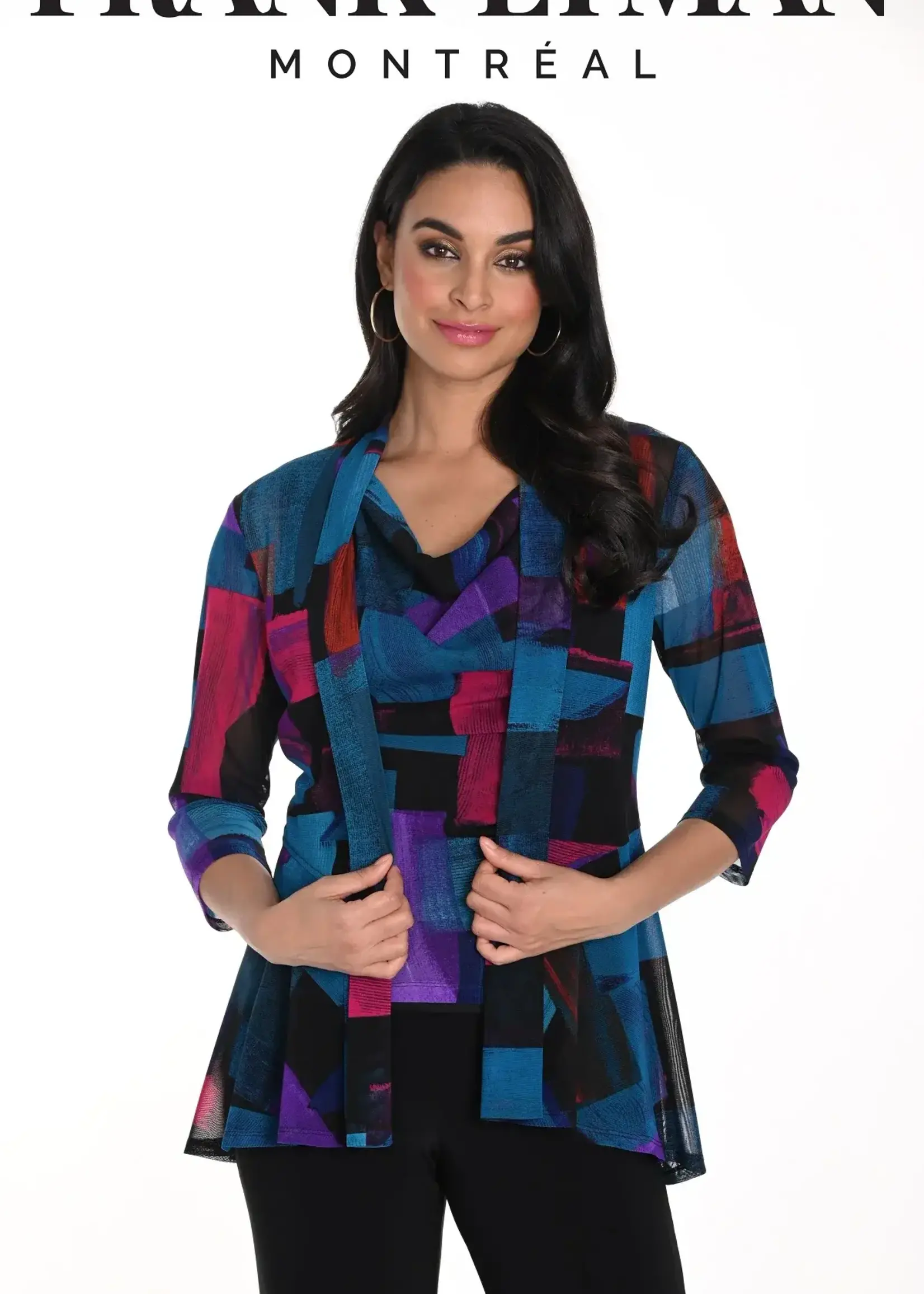Frank Lyman 2pc Abstract print throw- over w/ tank
