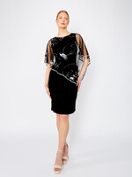 Frank Lyman Printed metallic cape overlay dress