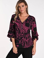 Frank Lyman Diamanté zip top w/ flutter sleeve