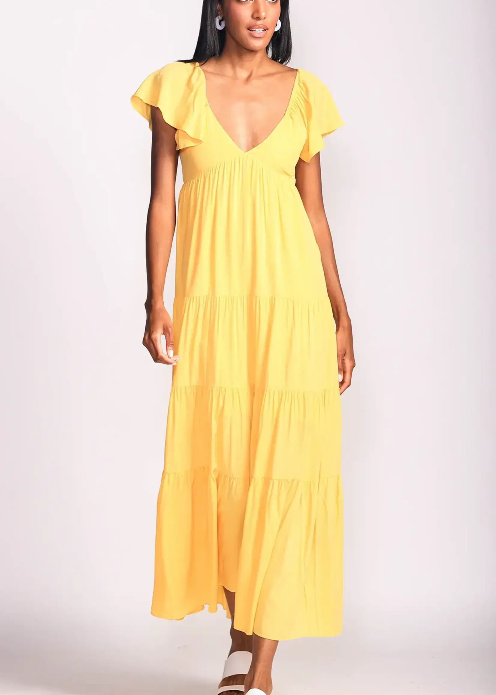 Pink Martini Flutter sleeve peasant maxi dress