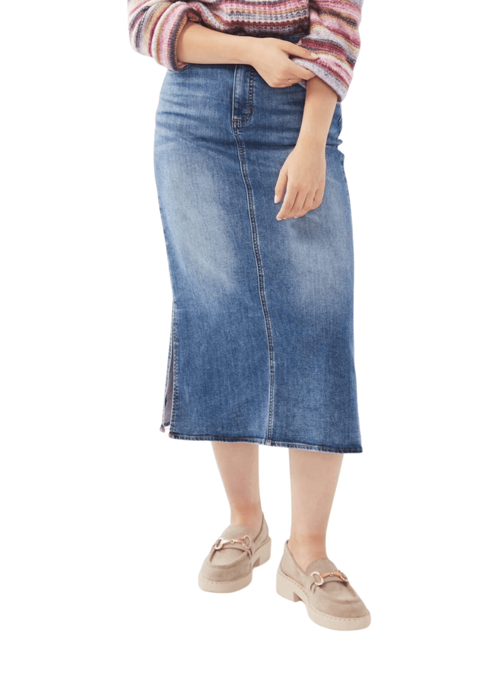 French Dressing Jeans Denim column skirt w/ slit