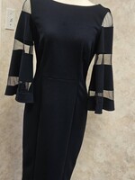 Joseph Ribkoff Mesh strip sleeve midi dress