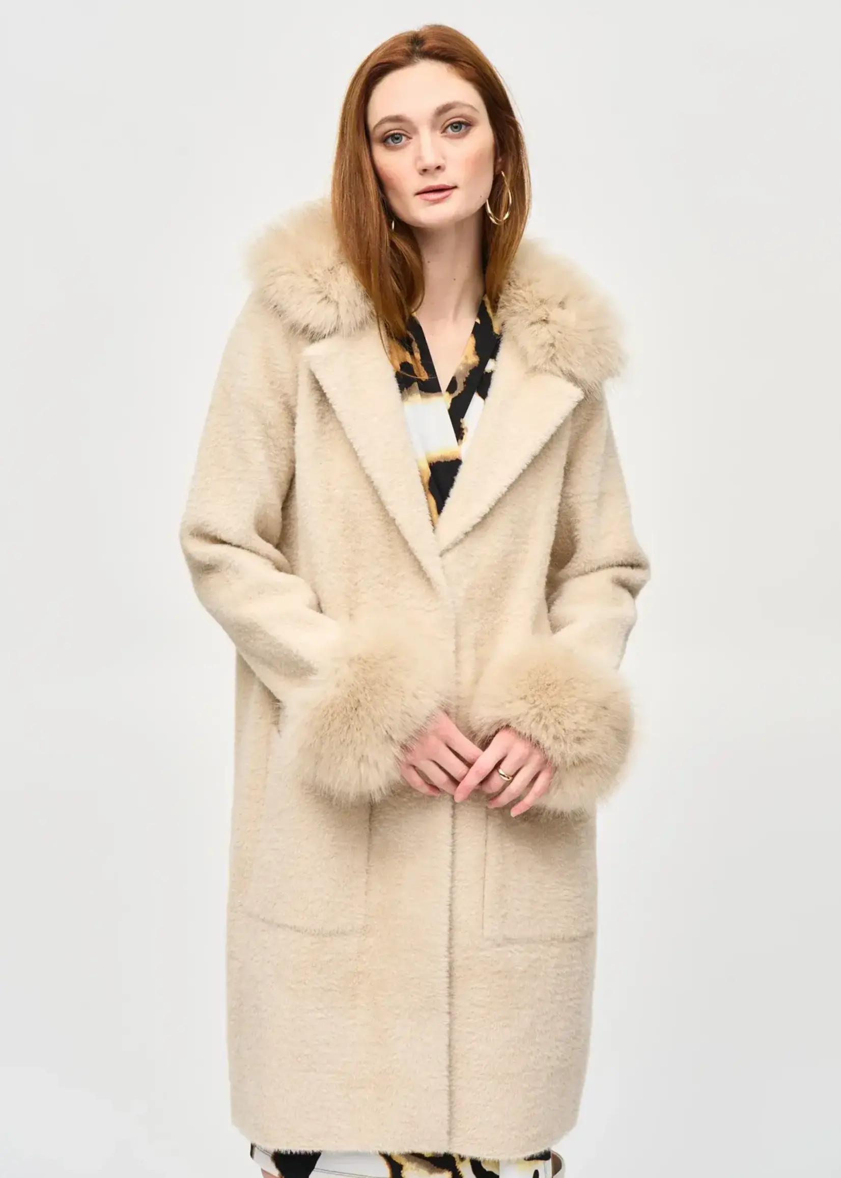 Joseph Ribkoff Faux fur sweater coat