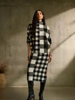 Joseph Ribkoff Checked funnel neck sweater