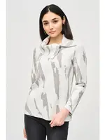 Joseph Ribkoff Patterned zip cowl neck