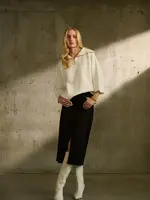 Joseph Ribkoff Denim front slit midi skirt