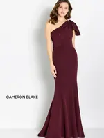 Cameron Blake Bordeaux fit and flare one sleeve embellished gown