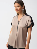Joseph Ribkoff Half zip t-shirt w/ pleat detail