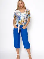 Linen Luv Summer Print Button-Up Tie detail