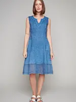Carre Noir Linen Sheer Ruffle Hem Dress