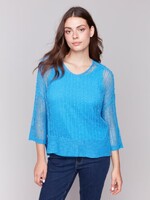 Charlie B Batwing Fishnet Crochet Sweater