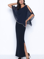 Frank Lyman Rhinestone trim chiffon cape dress