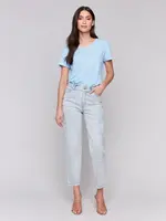 Charlie B Slim Embroidered Leg Jean
