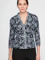 Alex evening Scalloped Neckline Embroidered Blouse
